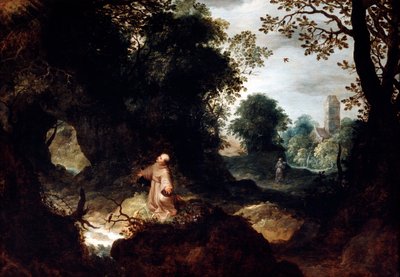 Saint Francis ile Kayalık Manzara, 17. yüzyılın başlarında by Abraham Govaerts