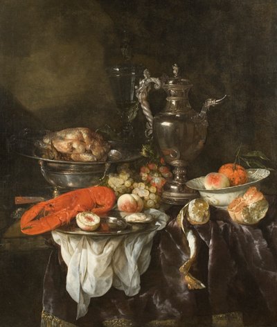 Istakoz, Meyve, Gümüş ve Çin Eşyalı Natürmort, 1660 dolayları (tuval üzerine yağlı boya) by Abraham Hendricksz van Beyeren