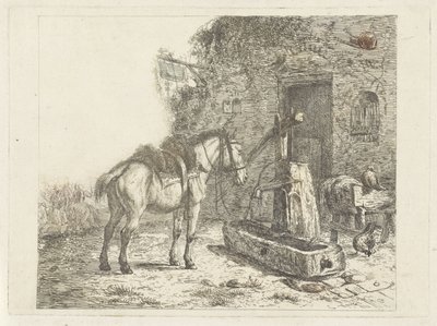 Bir hanın önünde at by Abraham Hendrik Winter