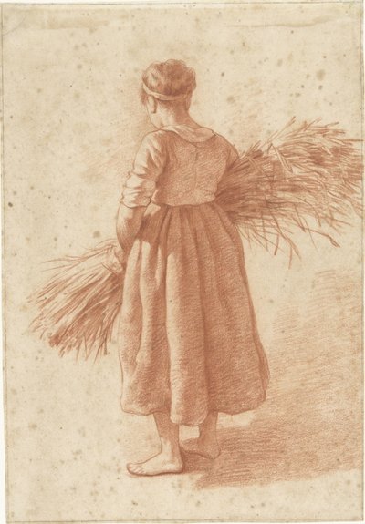 Bir demet tahıl ile duran kadın by Abraham Johannes Ruytenschildt (attributed to)