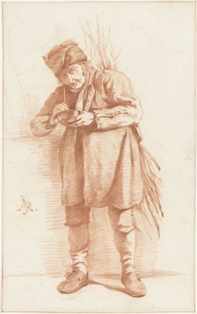 Bir boru ve bir grup ibne ile duran adam by Abraham Johannes Ruytenschildt