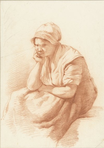 Kolunu başının altına almış oturan bir kadının incelenmesi by Abraham Johannes Ruytenschildt