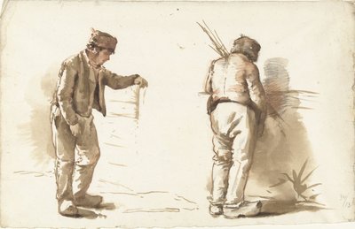 Ayakta duran bir adamın iki çalışması by Abraham Johannes Ruytenschildt