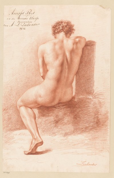 Oturan Erkek Çıplak, Arkadan Görünüş (2. Ödül 1812) by Abraham Lion Zeelander
