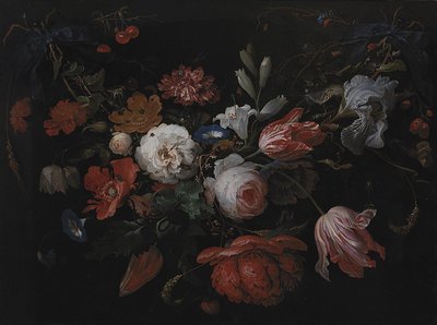 Çiçeklerden Bir Çelenk by Abraham Mignon