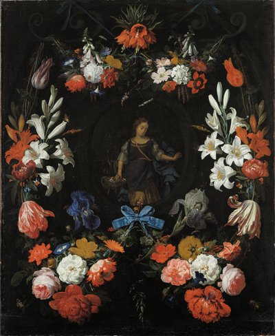 Çiçek Çelengi, yaklaşık 1675 by Abraham Mignon