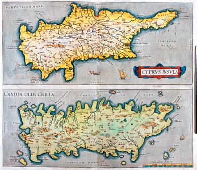 Kıbrıs, Girit, Kıbrıs, Yunanistan by Abraham Ortelius