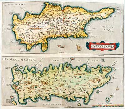 Kıbrıs Insula - Candia, olim Creta Abraham Ortelius (Oertel, Ortell veya Ortel) tarafından “Theatrum Orbis Terrarum”dan Yunanistan