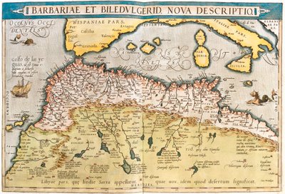 Fas, Cezayir, Tunus, Batı Libya, Batı Sahra, Moritanya, Senegal, Mali, Nijer by Abraham Ortelius