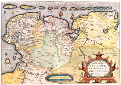 Hollanda (Eyalet: Overijssel, Flevoland, Drenthe, Friesland, Groningen), Almanya (Eyalet: Aşağı Saksonya, Kuzey Ren-Vestfalya) by Abraham Ortelius