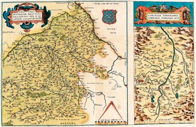 Bourges bölgesinin coğrafya haritası ve Abraham Ortelius (Oertel, Ortell veya Ortel) tarafından "Theatrum Orbis Terrarum" dan Galya