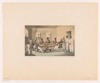 Surinamlılar ve Hollandalılar çay içer by Abraham Pieter Felix