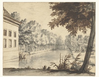 Emlaklı Bir Kanal Üzerinden Görünüm by Abraham Rutgers (attributed to)