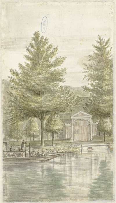 Sanatçının Country Estate 'Hoovlucht' yanında çekme mavnası (Römorkör) by Abraham Rutgers
