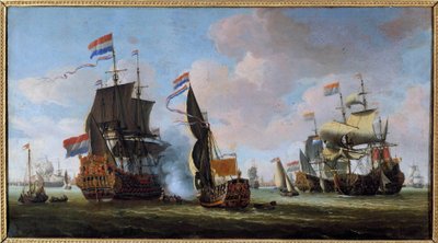 Deniz: deniz savaşı sahnesi Abraham Storck (1635-1710) tarafından yapılan resim 17. yüzyıl Angers, Güzel Sanatlar Müzesi by Abraham Storck