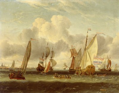 Amsterdam limanında IJ ile nakliye by Abraham Storck