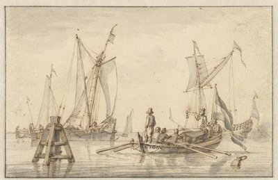 Bazı tekneler ile Pasifik denizi by Abraham Storck