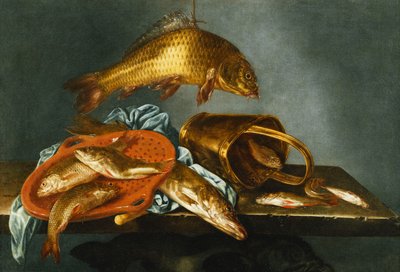 Elek ve Çıkıntıda Pirinç Kovalı Bir Turna, Sazan, Kadife Eti ve Roach, 1661 by Abraham Susenier