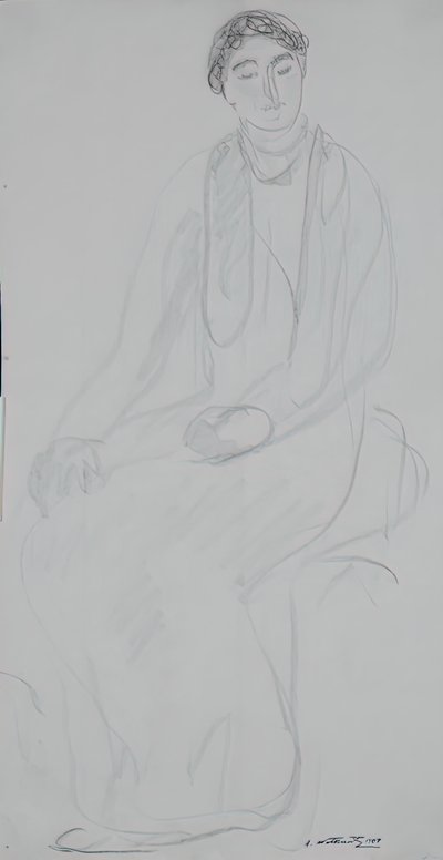 Oturan Kadın, 1907. by Abraham Walkowitz