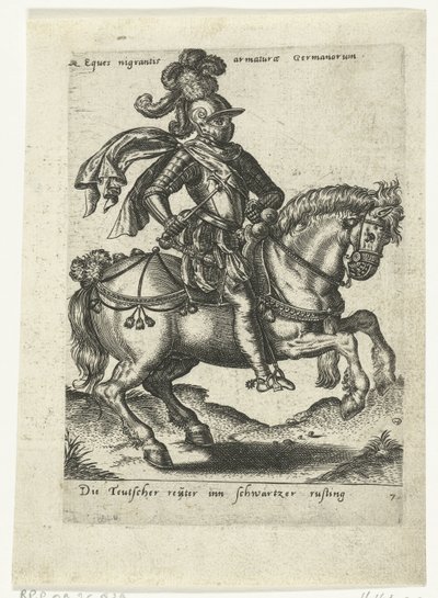 Siyah zırhlı Alman binici by Abraham de Bruyn (attributed to)
