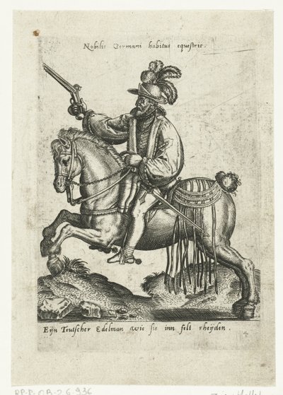 Silahlı Alman süvari by Abraham de Bruyn (attributed to)