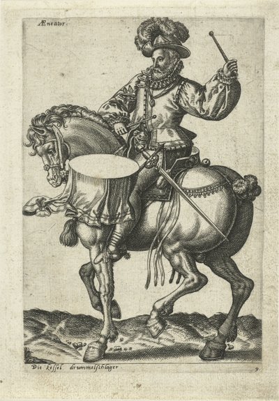 at sırtında alman davulu by Abraham de Bruyn (attributed to)