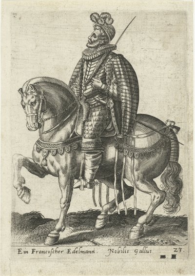 at sırtında Fransız asilzade by Abraham de Bruyn (attributed to)