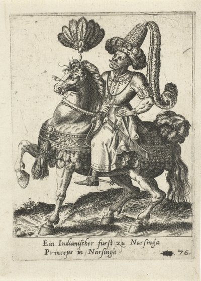 Hint hükümdarı at sırtında by Abraham de Bruyn (attributed to)