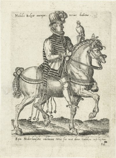 At sırtında doğanla Hollandalı asilzade by Abraham de Bruyn (attributed to)