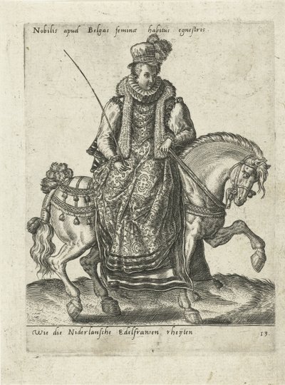 At sırtında Hollandalı soylu kadın by Abraham de Bruyn (attributed to)
