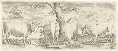 İnekler, bir boğa ve bir öküz Hayvanlar (dizi adı) by Abraham de Bruyn (possibly)