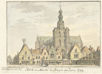 Bergen op Zoom'da Kilise ve Pazar by Abraham de Haen (II)