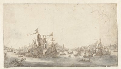 Duins'deki deniz savaşı by Abraham de Verwer