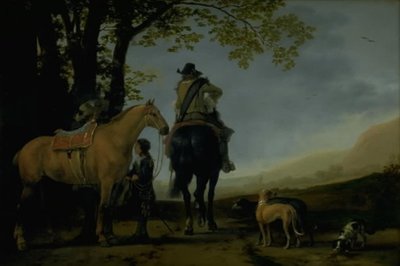 Bir Manzarada İki Atlı by Abraham van Calraet