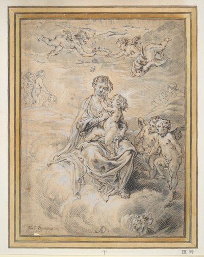 Putti ile Cennetteki Bakire ve Çocuk by Abraham van Diepenbeeck