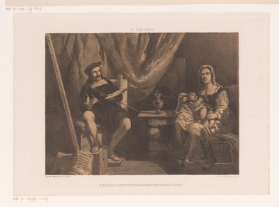 Stüdyosunda karısı ve çocuğu olan ressam Paris 1855