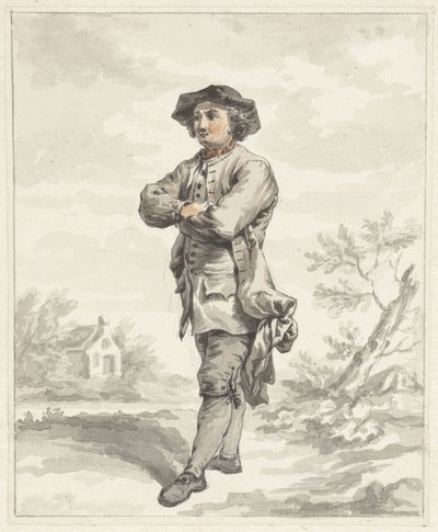 Ayakta duran adam, kollar katlanmış, sola dönük by Abraham van Strij (I)