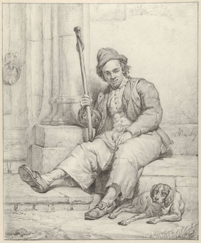 Köpekle oturan adam by Abraham van Strij (I)