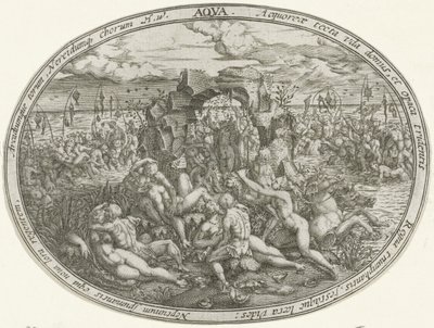 Nereidler ve Tritonlarla Neptün: Su Elementi Aqua (nesne üzerindeki başlık) Dört Element (dizi adı) by Abraham van den Hecken