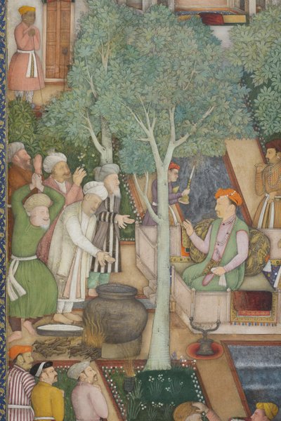 İmparator Cihangir with Holy Men in a Garden'dan detay, c.1615 (kağıt üzerinde opak wc ve altın) by Abul Hassan Ghaffari