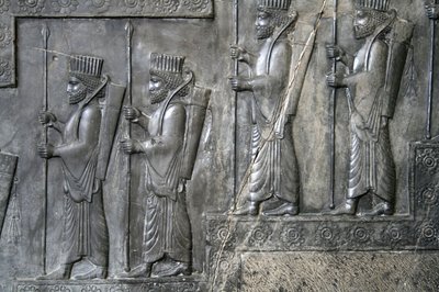 Kraliyet Muhafızı, Tachara, Persepolis, MÖ 6.-5. yüzyıla ait duvar oymacılığı (gri taş) by Achaemenid