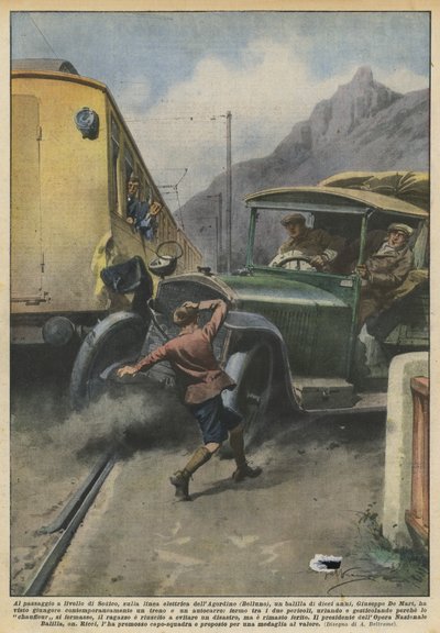 Sedico hemzemin geçidinde, Agordino elektrik hattında (Belluno), bir masa mı? by Achille Beltrame