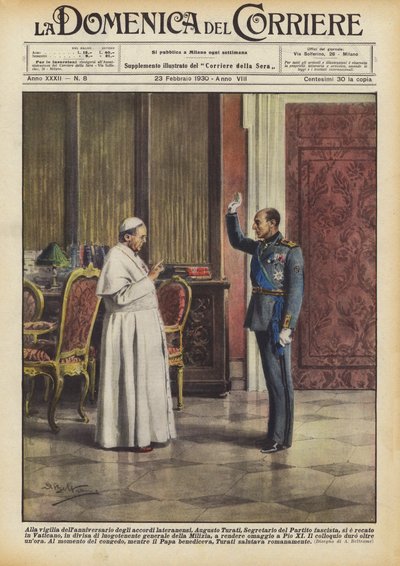 Lateran Anlaşmalarının yıldönümünün arifesinde, Parti Sekreteri Augusto Turati? by Achille Beltrame