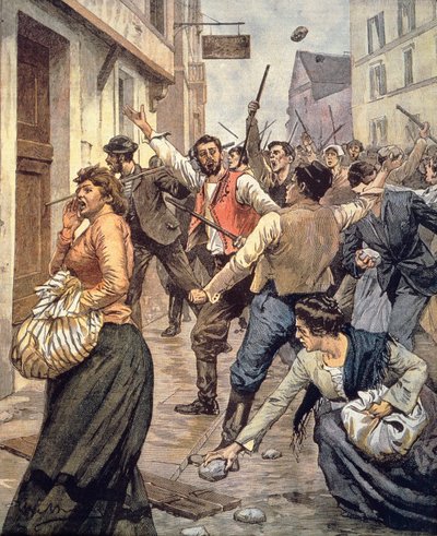 Moravya'daki Yahudi aleyhtarı isyanlar, Achille Beltrame (1871-1945), La Domenica del Corriere'den, 12 Kasım by Achille Beltrame