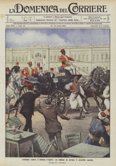 Mısır Sultanına karşı saldırı, bir İtalyan cinayet kurşununu saptırıyor by Achille Beltrame