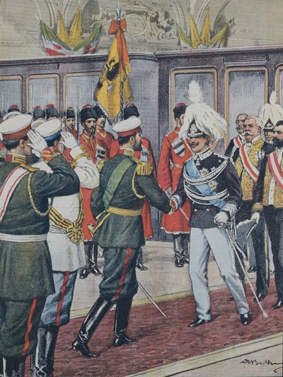 BELTRAME, Aşil (1871-1945). Victor Emmanuel III (1869-1947). İtalya Kralı (1900-1946); Nicholas II. Rusya Çarı (1894-1917). RUSYA. Çar, Peterhof