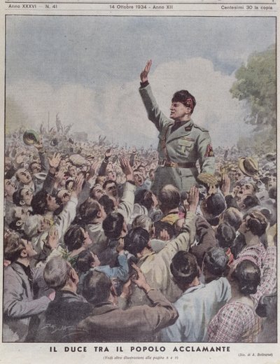 Halk tarafından alkışlanan Benito Mussolini (1883-1945), 