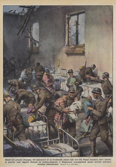 Çocuklar büyük dramada by Achille Beltrame