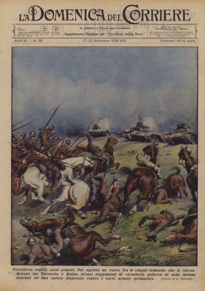 Tanklara karşı süvari by Achille Beltrame