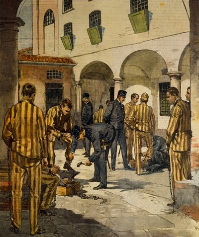 Sivil reformlar: İtalya hapishanelerinde zincirlerin kaldırılması, Achille Beltrame (1871-1945), La Domenica del Corriere